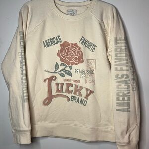 Lucky Brand Cream Sweatshirt with Rose Graphic size M